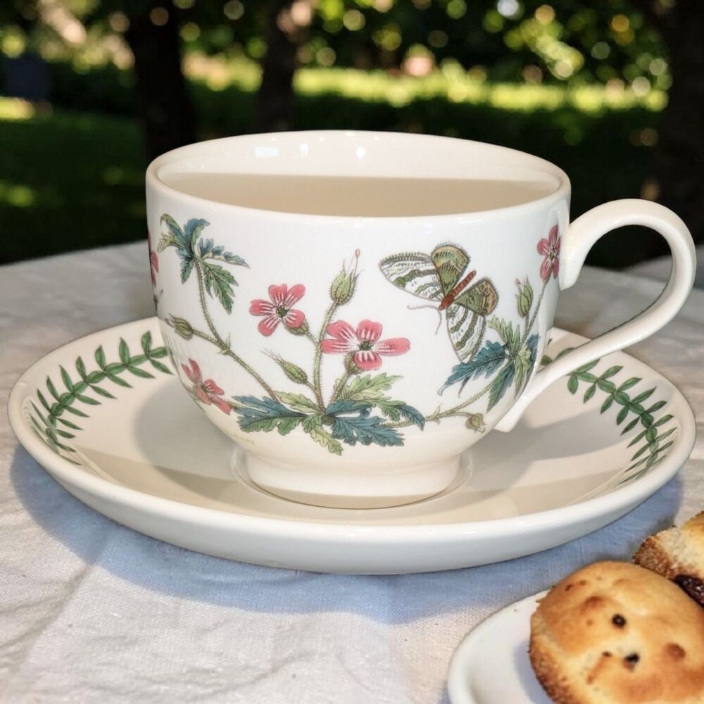 PORTMEIRION Cup & Saucer Botanic Garden HERB ROBERT Tea Coffee Cup Set England